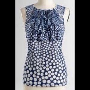 Trina Turk Polka Dot Ruffle Chiffon Top (Sz P)